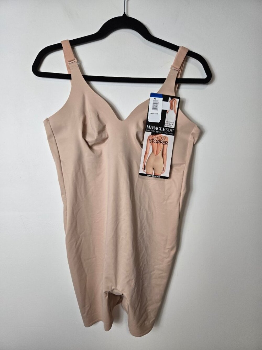 Miraclesuit Show Stopper Shapewear Low Back All-In-One Bike Shorts Size XL Beige